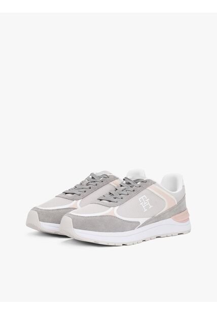Tenis Gris Con Mezcla De Texturas Tommy Hilfiger