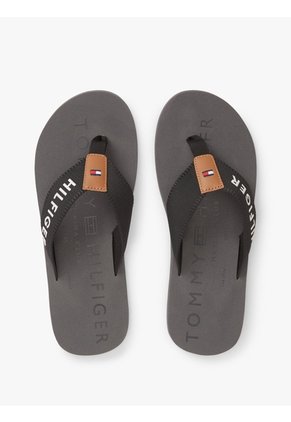 Sandalias Negro De Tiras Textiles Con Logo Tommy Hilfiger