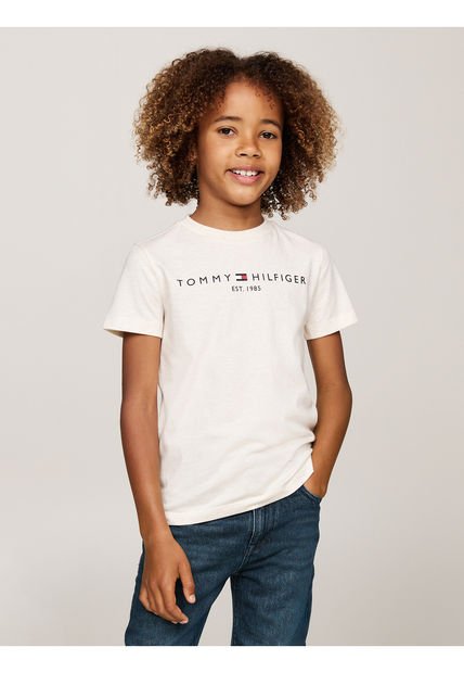 Camiseta Niño Blanca Essential Cuello Redondo Con Logo Tommy Hilfiger