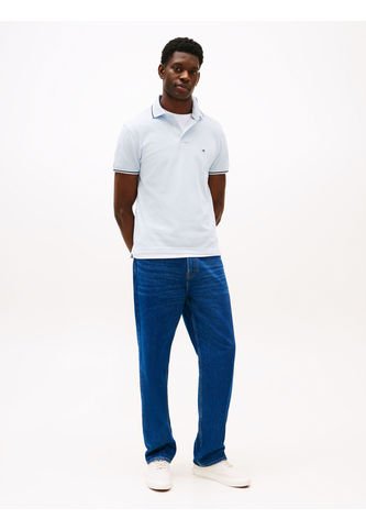 Polo Celeste Ribeteado De Corte Slim Tommy Hilfiger Tommy Hilfiger