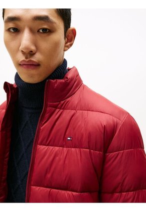 Chaqueta Roja De Cuello Alto Acolchada Con Logo Tommy Hilfiger