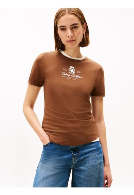 Camiseta Marrón Varsity De Corte Slim Tommy Hilfiger
