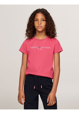 Camiseta Niña Rosa Essential De Corte Slim Con Logo Tommy Hilfiger Tommy Hilfiger