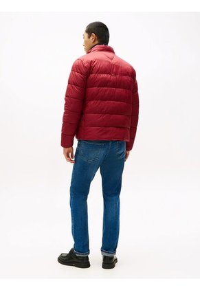 Chaqueta Roja De Cuello Alto Acolchada Con Logo Tommy Hilfiger