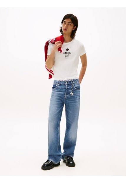 Jeans Azul Tommy Girl Amplios De Talle Bajo Tommy Jeans