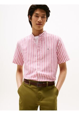 Camisa Rosada Con Diseño De Rayas Y Cuello Mao Tommy Hilfiger Tommy Hilfiger