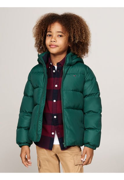 Chaqueta Niño Verde Essential Acolchada Con Gorro Tommy Hilfiger