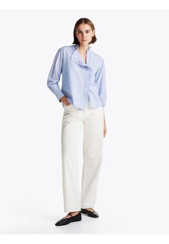 Camisa Celeste De Rayas Con Cuello Con Volantes Tommy Hilfiger Tommy Hilfiger