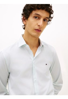 Camisa Verde Slim Con Rayas Finas Tommy Hilfiger