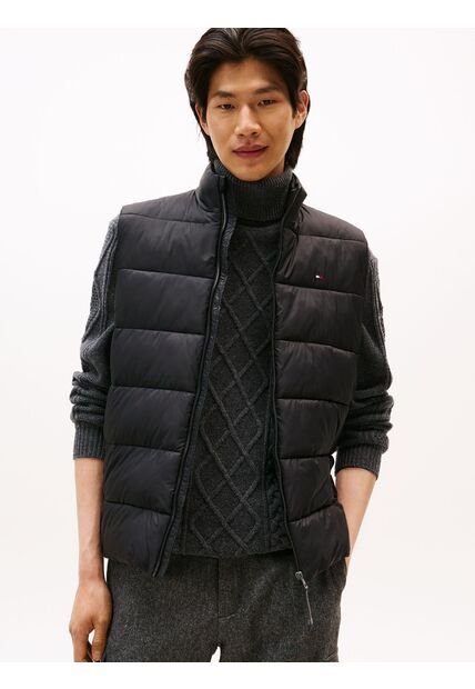 Chaleco Negro De Cuello Alto Acolchado Tommy Hilfiger