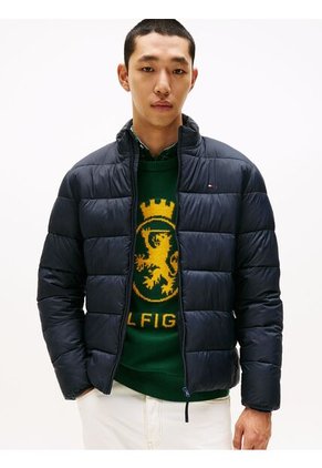 Chaqueta Azul De Cuello Alto Acolchada Con Logo Tommy Hilfiger