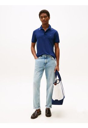 Polo Azul Performance De Corte Regular Con Ribete Tommy Hilfiger