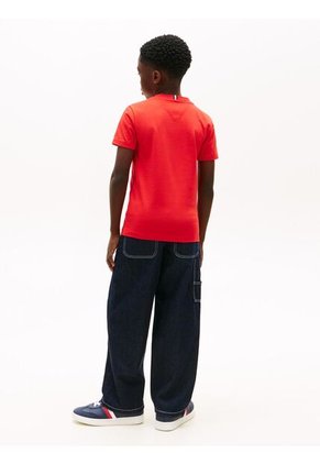 Camiseta Roja Con Logo Estampado En El Pecho Tommy Hilfiger