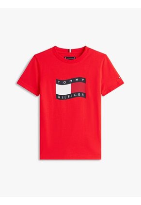 Camiseta Roja Con Logo Estampado En El Pecho Tommy Hilfiger