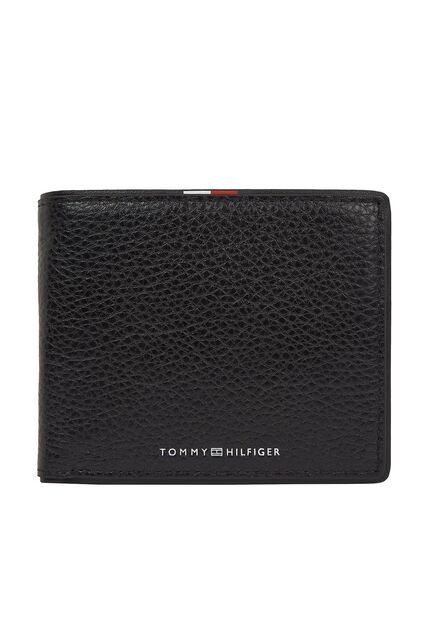 Billetera Negra Plegable Corporate De Cuero Tommy Hilfiger