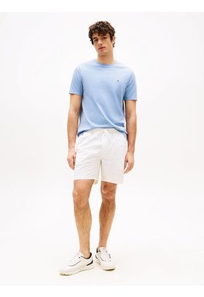 Camiseta Azul De Cuello Redondo Y Punto Interlock Tommy Hilfiger