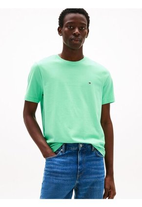 Camiseta Verde De Cuello Redondo Con Logo Bordado Tommy Hilfiger