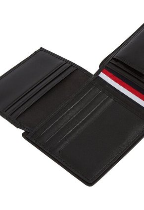 Billetera Negra Plegable Corporate De Cuero Tommy Hilfiger