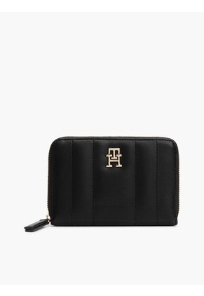 Billetera Negra Acolchada Con Cremallera Y Logo Tommy Hilfiger