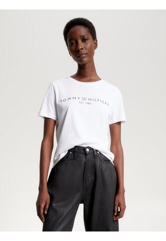 Camiseta Blanca Con Cuello Redondo Y Logo Distintivo Tommy Hilfiger Tommy Hilfiger