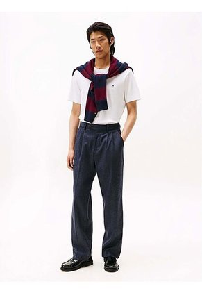 Camiseta Blanca De Cuello Redondo Y Punto Interlock Tommy Hilfiger