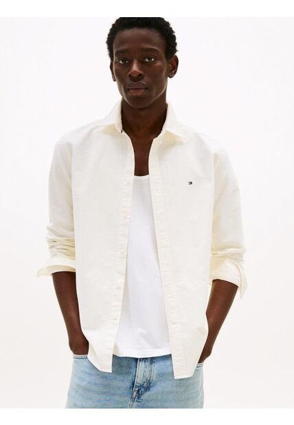 Camisa Beige Heritage De Rayas Con Corte Regular Tommy Hilfiger