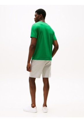 Camiseta Verde De Cuello Redondo Con Logo Bordado Tommy Hilfiger