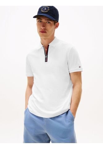 Polo Blanco De Corte Regular Con Cierre De Cremallera Tommy Hilfiger Tommy Hilfiger