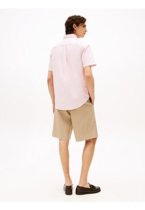 Camisa Rosa Oxford De Manga Corta Y Corte Regular Tommy Hilfiger