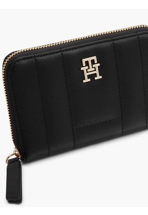 Billetera Negra Acolchada Con Cremallera Y Logo Tommy Hilfiger