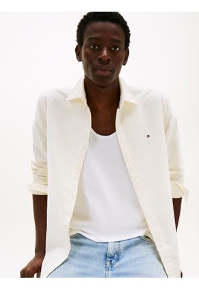 Camisa Beige Heritage De Rayas Con Corte Regular Tommy Hilfiger