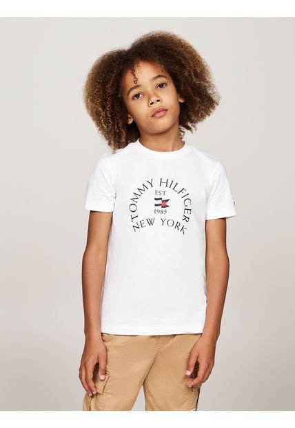 Camiseta Blanca Con Logo Náutico Para Niño Tommy Hilfiger