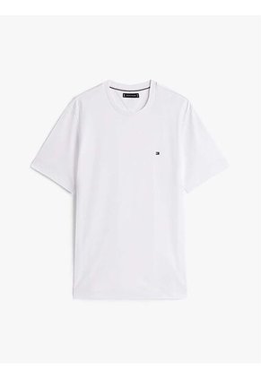 Camiseta Blanca De Cuello Redondo Y Punto Interlock Tommy Hilfiger