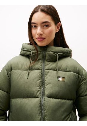 Chaqueta Gris Acolchada De Ripstop Con Capota Tommy Jeans