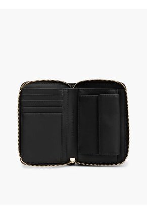 Billetera Negra Acolchada Con Cremallera Y Logo Tommy Hilfiger