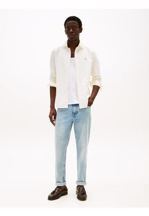 Camisa Beige Heritage De Rayas Con Corte Regular Tommy Hilfiger