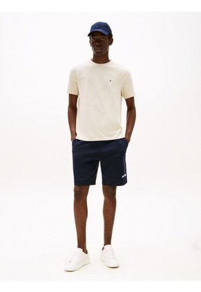 Camiseta Beige De Cuello Redondo Con Logo Bordado Tommy Hilfiger