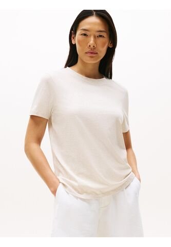 Camiseta Blanca Con Cuello Redondo Y Logo Distintivo Tommy Hilfiger Tommy Hilfiger