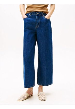 Jeans Azul Tobilleros De Pierna Ancha Y Talle Alto Tommy Hilfiger