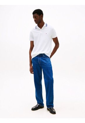 Polo Blanco Performance De Corte Regular Con Ribete Tommy Hilfiger