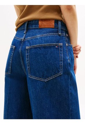 Jeans Azul Tobilleros De Pierna Ancha Y Talle Alto Tommy Hilfiger