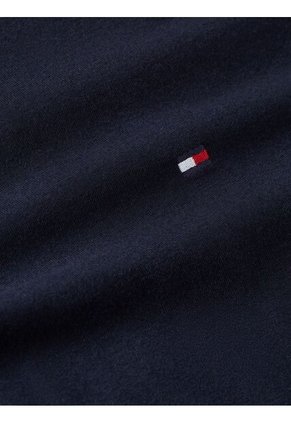 Camiseta Azul De Cuello Redondo Y Punto Interlock Tommy Hilfiger