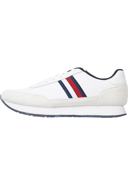 Tenis Signature De Piel Hombre Blanco Tommy Hilfiger