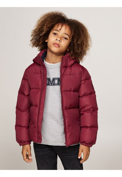 Chaqueta Niño Roja Essential Acolchada Con Gorro Tommy Hilfiger