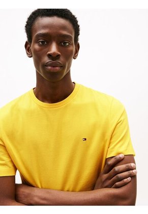 Camiseta Amarilla De Cuello Redondo Con Logo Bordado Tommy Hilfiger