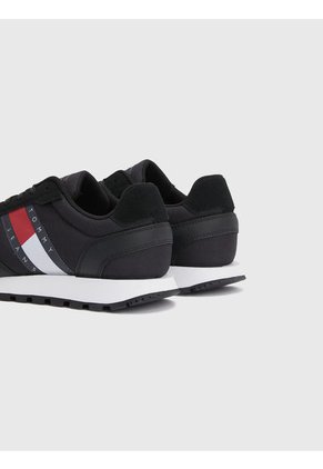 Tenis De Running Retro En Cuero Y Malla Hombre Negro Tommy Hilfiger