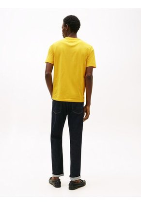 Camiseta Amarilla De Cuello Redondo Con Logo Bordado Tommy Hilfiger