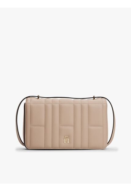 Bolso Beige Mensajero Acolchado Con Monograma TH Tommy Hilfiger
