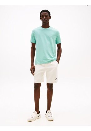 Camiseta Celeste De Cuello Redondo Con Logo Bordado Tommy Hilfiger