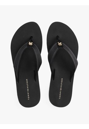 Sandalias Negro Con Inscripción Tonal En Tiras Tommy Hilfiger